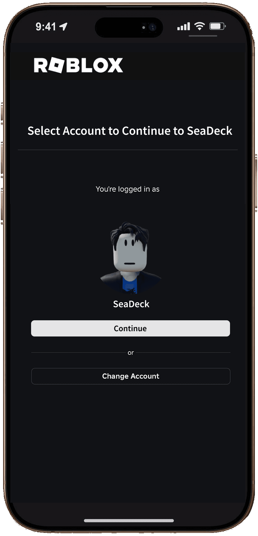 Roblox account selection screen